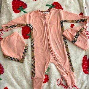 Pink Burberry baby onsie